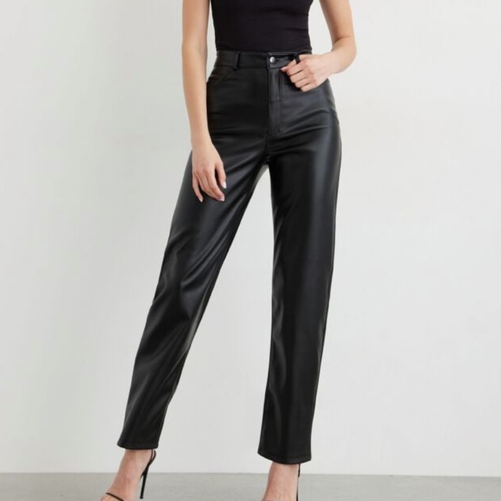 Dynamite Faux Leather Straight Pants - Picture 2 of 15